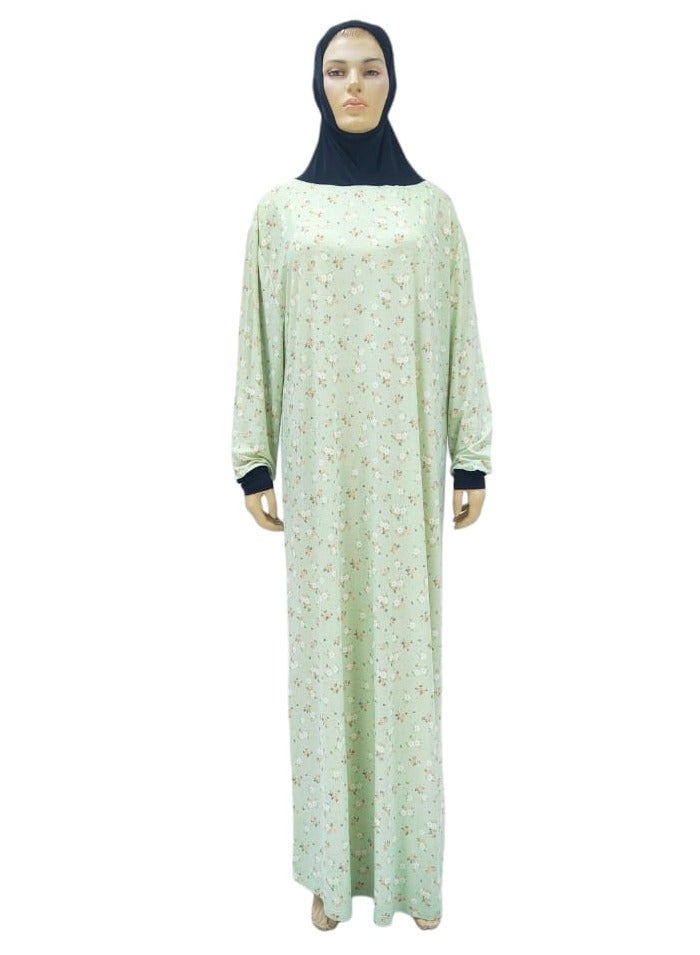 Dee's Fashion Women's printed Prayer Gown, Full Length Modest Islamic Robe, Long Sleeves, Comfortable and Elegant  - Image 2