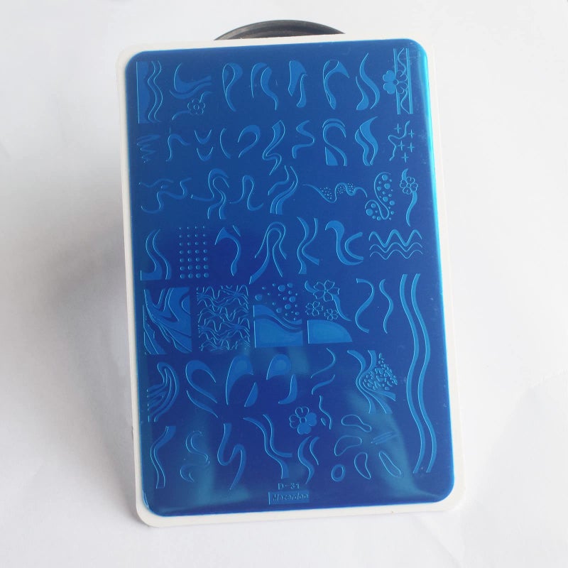 Mezerdoo Swirl French Line Nail Stamping Plates French Tip Nail Stamp Plate Geometric Wave Stripes Snake Flower Nail Art Stamper Stencils Printing Template 2pcs Large Stainless Steel Nail Art Tools 14.5Ã—9.5cm - Image 3