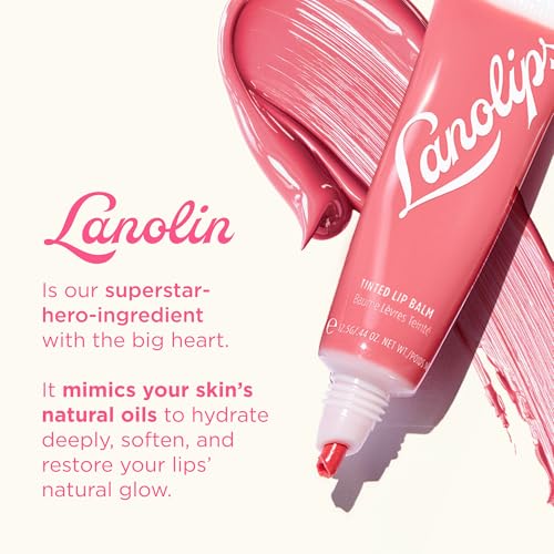 Lanolips Tinted Lip Balm - Moisturizing, Color-Tinted Balm with Lanolin & Vitamin E for Dull, Dry, Cracked Lips, Rhubarb (12.5g / 0.44oz) - Image 4