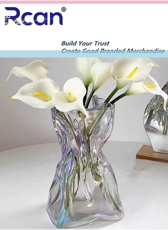 Rcan Creative Clear Glass Vase Craft Aesthetic Decorative Small Flower Vase Hydroponic Plant Desktop Ornament Geometric Vase for Flowers Rose Home and Office  - Image 1