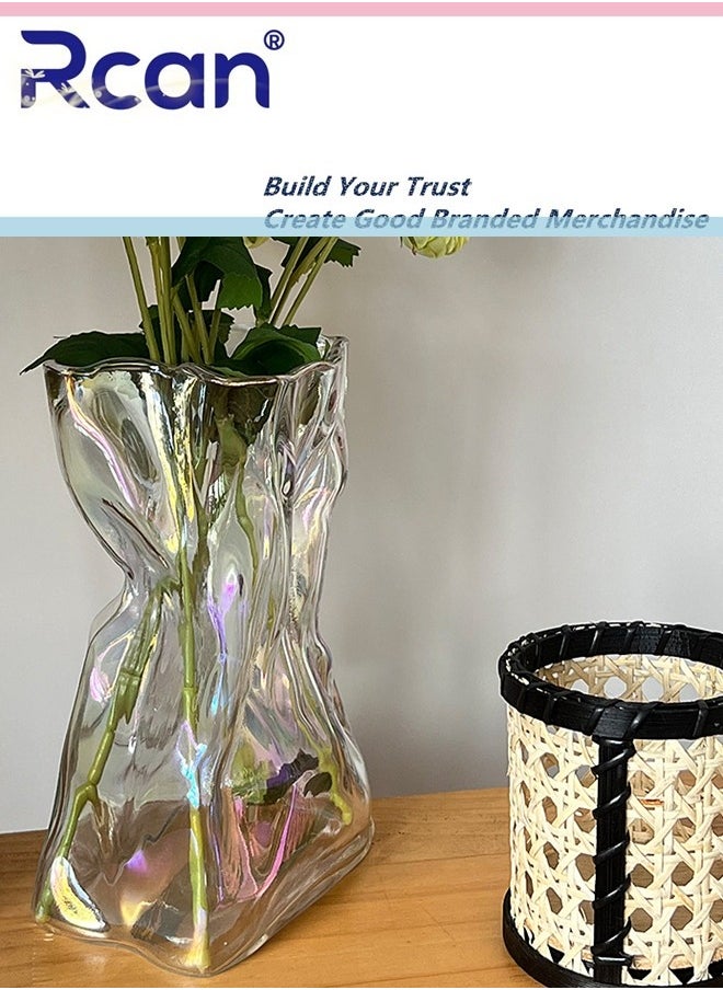 Rcan Creative Clear Glass Vase Craft Aesthetic Decorative Small Flower Vase Hydroponic Plant Desktop Ornament Geometric Vase for Flowers Rose Home and Office  - Image 3