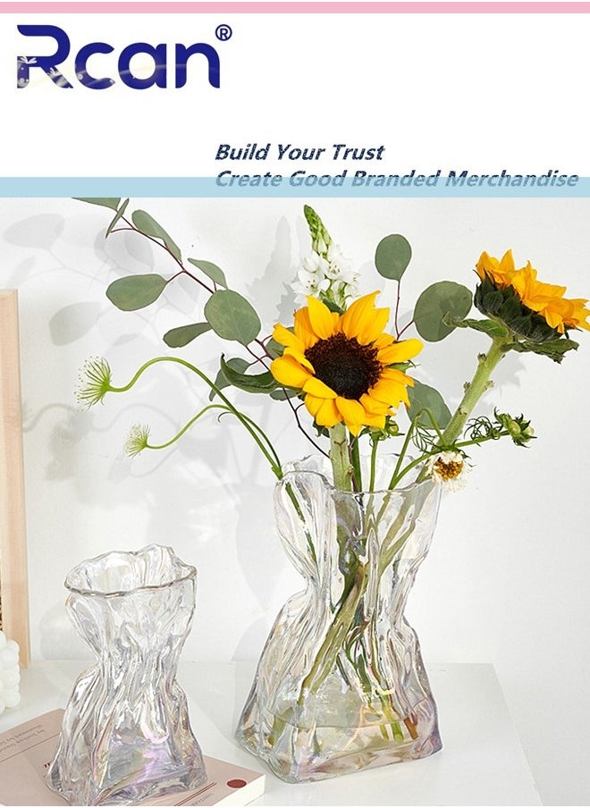 Rcan Creative Clear Glass Vase Craft Aesthetic Decorative Small Flower Vase Hydroponic Plant Desktop Ornament Geometric Vase for Flowers Rose Home and Office  - Image 5