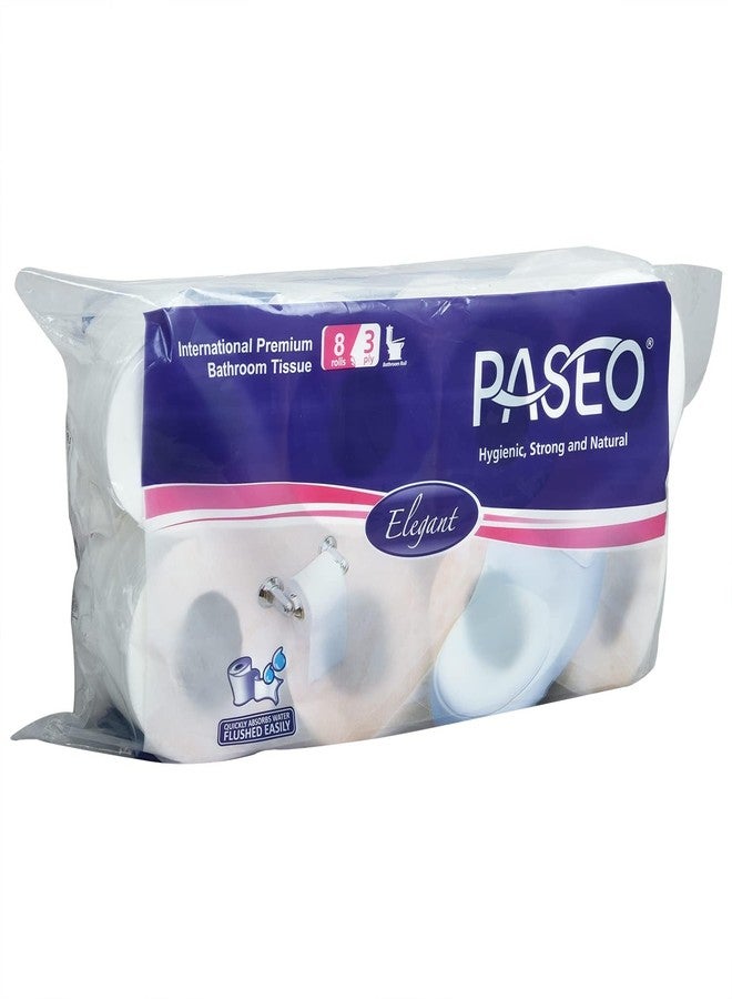 Paseo Elegant International Quality Extra Soft 3 Ply Toilet Paper 8 Toilet Rolls x 300 Toilet Tissue Sheets Sheet Size 9.9 x 10.5 cm - Image 3