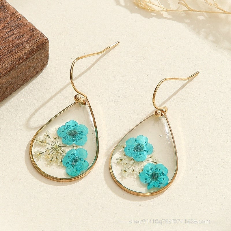 Eternal flower earrings pendant light luxury high-end earrings handmade DIY earrings in camellia  flowers - Image 3