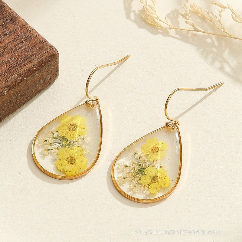 Eternal flower earrings pendant light luxury high-end earrings handmade DIY earrings in camellia  flowers - Image 2