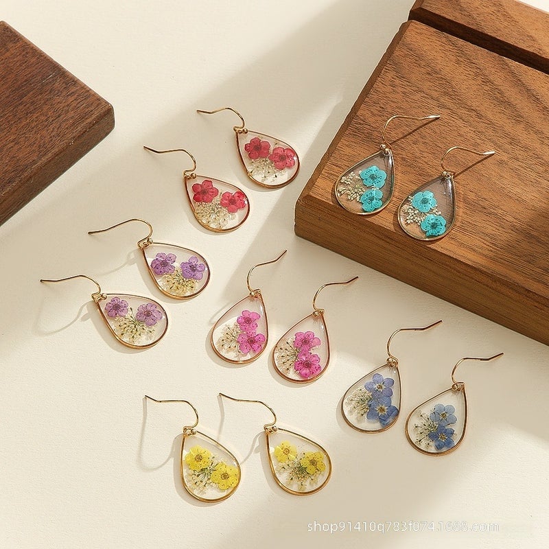 Eternal flower earrings pendant light luxury high-end earrings handmade DIY earrings in camellia  flowers - Image 1