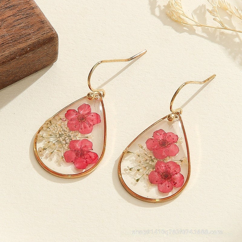 Eternal flower earrings pendant light luxury high-end earrings handmade DIY earrings in camellia  flowers - Image 4
