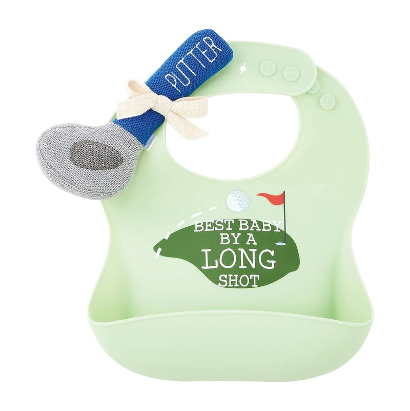 Mud Pie Silicone Baby Golf Bib Set with Golf Putter Rattle - Image 1