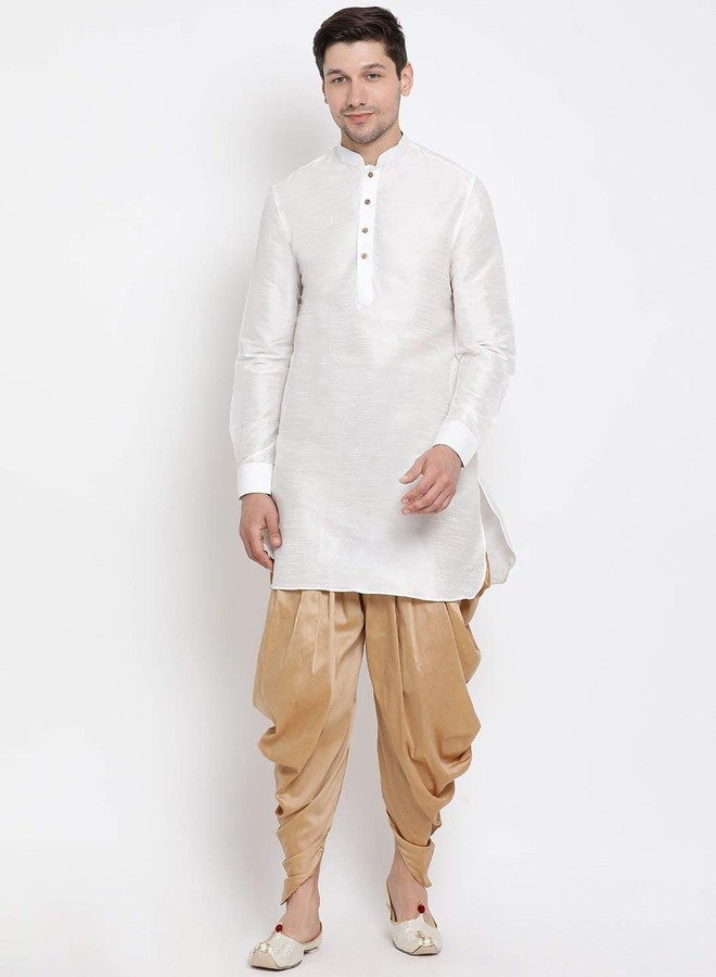 فاستراماي مجموعة سراويل VASTRAMAY Baap Beta White Kurta وDhoti (رجال-36 مقاس/أولاد-12-18 شهرًا) - Image 3
