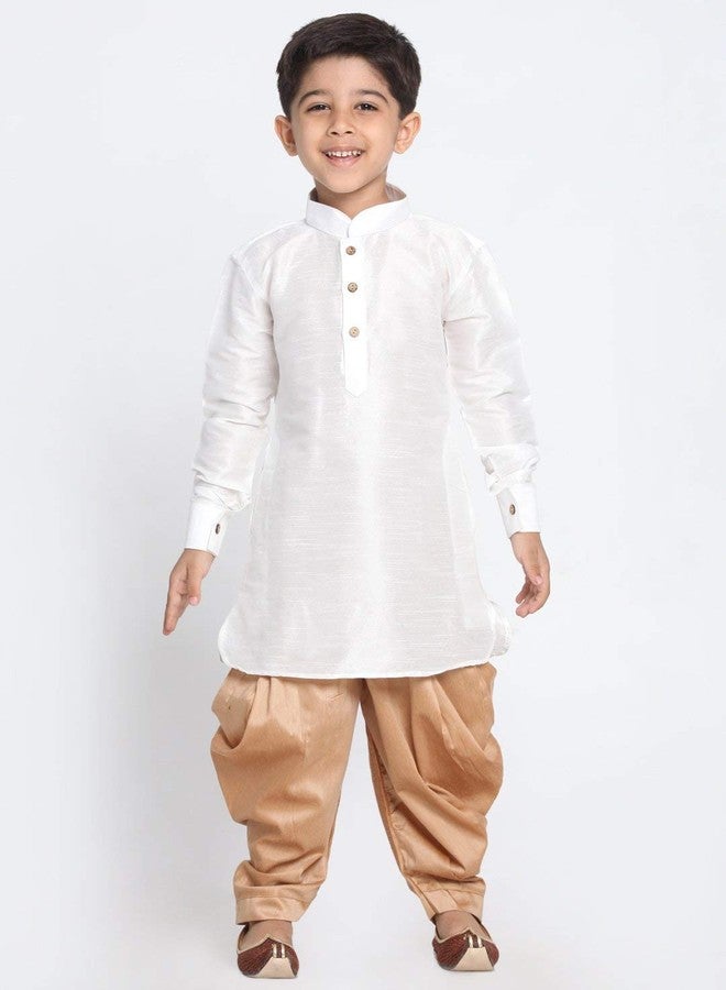 فاستراماي مجموعة سراويل VASTRAMAY Baap Beta White Kurta وDhoti (رجال-36 مقاس/أولاد-12-18 شهرًا) - Image 2