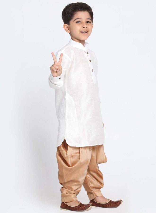 فاستراماي مجموعة سراويل VASTRAMAY Baap Beta White Kurta وDhoti (رجال-36 مقاس/أولاد-12-18 شهرًا) - Image 4
