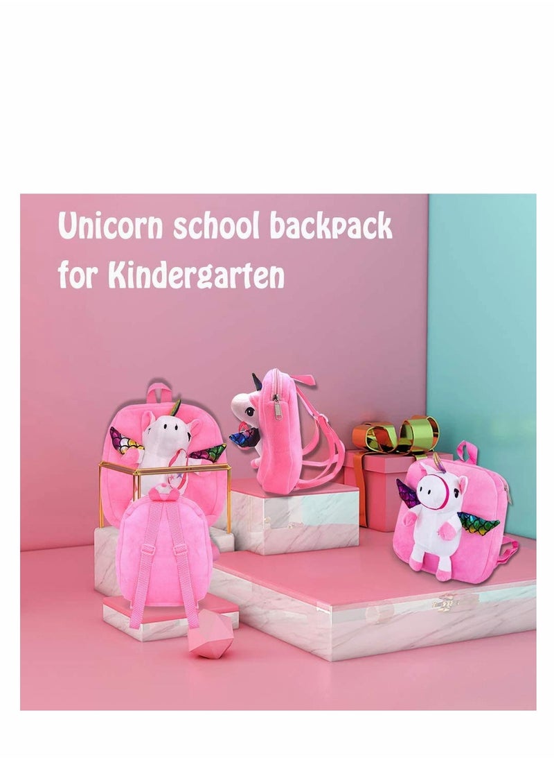 Excefore - Unicorn School Backpack, Cute Fluffy Pink Unicorn Bag with Rainbow Effect School Bag, Rucksack, Any Custom Name for Kindergarten Nursery Kids Little Girls Toddler, Baby Toys, and Junior - Image 1