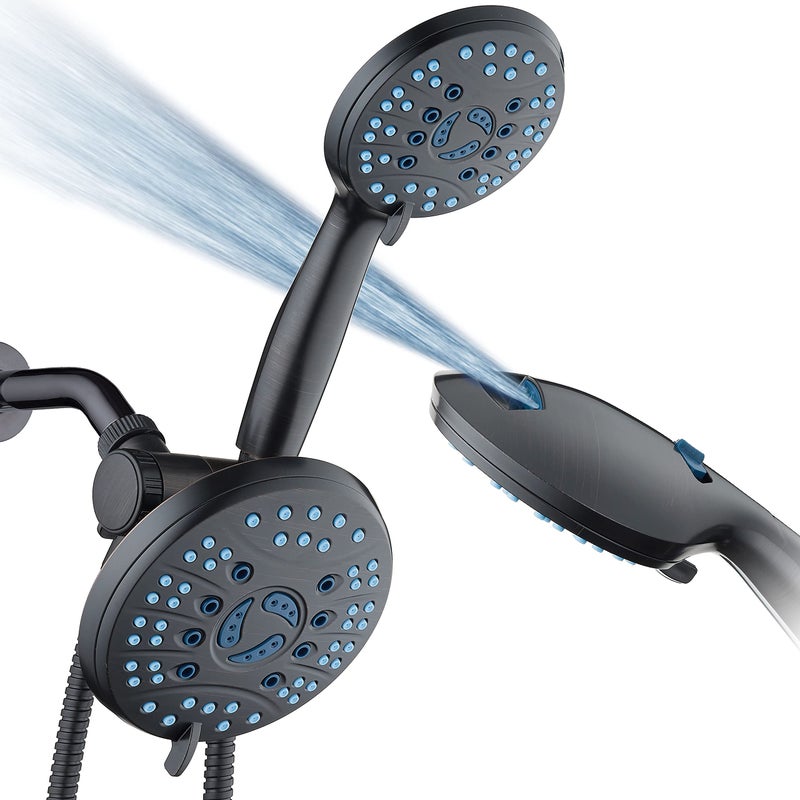 Hotel Spa AquaCare AsSeenOnTV High Pressure Handheld Rain 50mode 3way Shower Head Combo with Anticlog Jets 2mode Tub Pet Power Wash Extra Wall Bracket 6 ft Hose Oil Rubbed Bronze