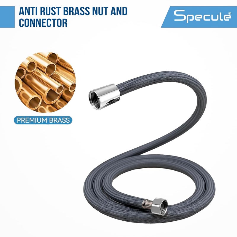 Specule 1.5 Meter High Pressure Flexible Shower Hose Pipe & Heavy Duty Jet Spray Tube for Toilet | Stainless Steel Faucet Pipes | Chrome Finish, Durable, Leak-Proof, Health Faucet Compatible - Image 3