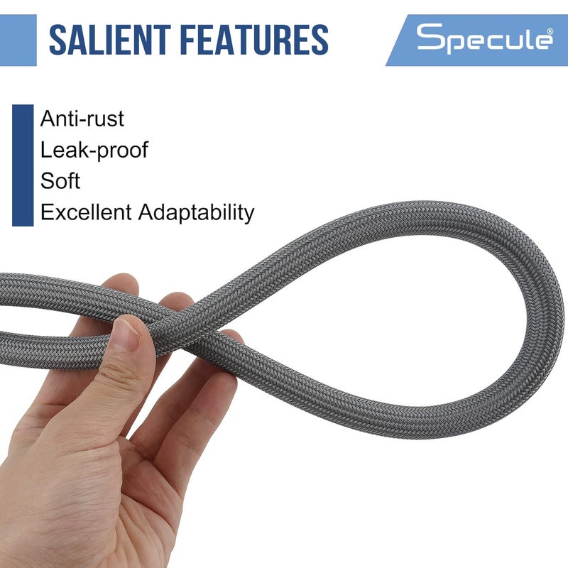 Specule 1.5 Meter High Pressure Flexible Shower Hose Pipe & Heavy Duty Jet Spray Tube for Toilet | Stainless Steel Faucet Pipes | Chrome Finish, Durable, Leak-Proof, Health Faucet Compatible - Image 2