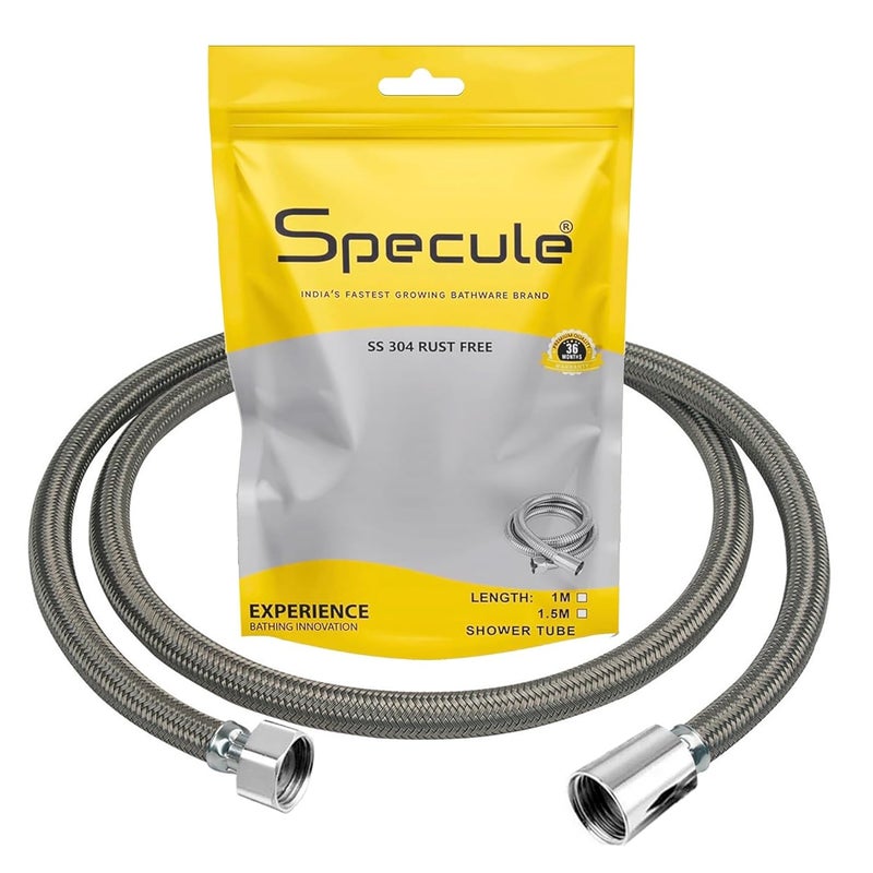 Specule 1.5 Meter High Pressure Flexible Shower Hose Pipe & Heavy Duty Jet Spray Tube for Toilet | Stainless Steel Faucet Pipes | Chrome Finish, Durable, Leak-Proof, Health Faucet Compatible - Image 1