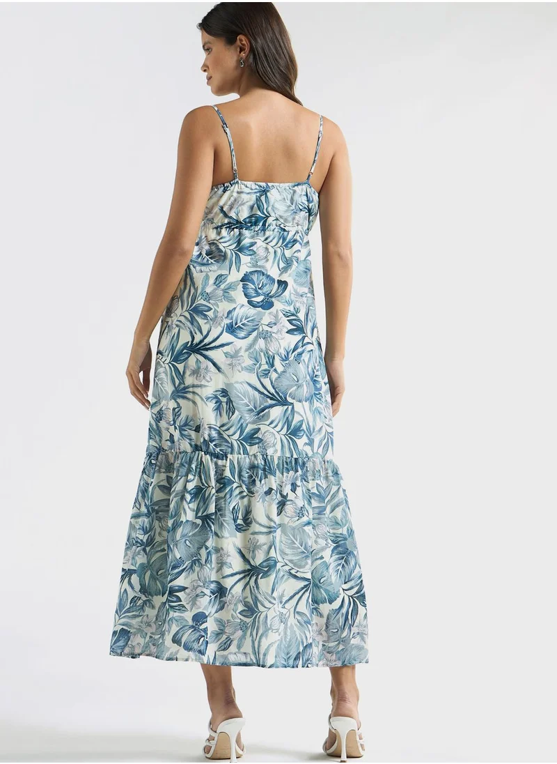 FAV Floral Print Sleeveless Tiered Dress