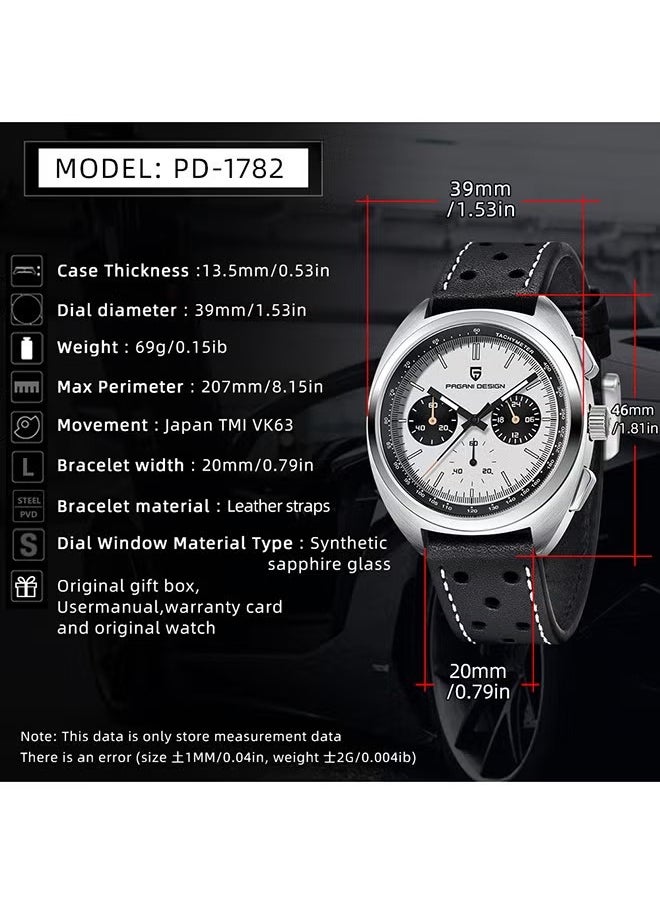 PAGANI DESIGN Men's Retro Quartz Watch, Sports Chronograph, AR Synthetic Sapphire, VK63 Movement, 100 Meters Waterproof  - Image 2