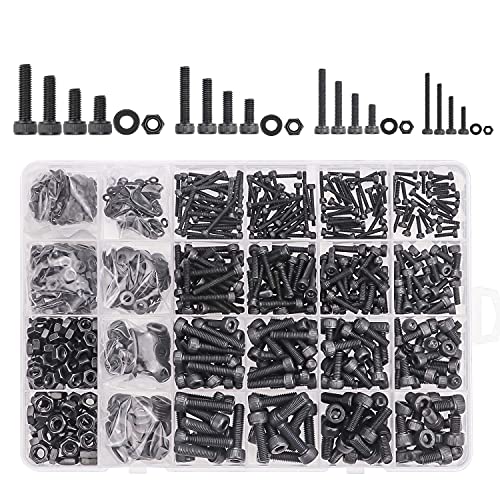 DYWISHKEY 1220 PCS M2 M3 M4 M5, 12.9 Grade Alloy Steel Hex Socket Head Cap Bolts Screws Nuts Washers Assortment Kit with Hex Wrenches - Image 2
