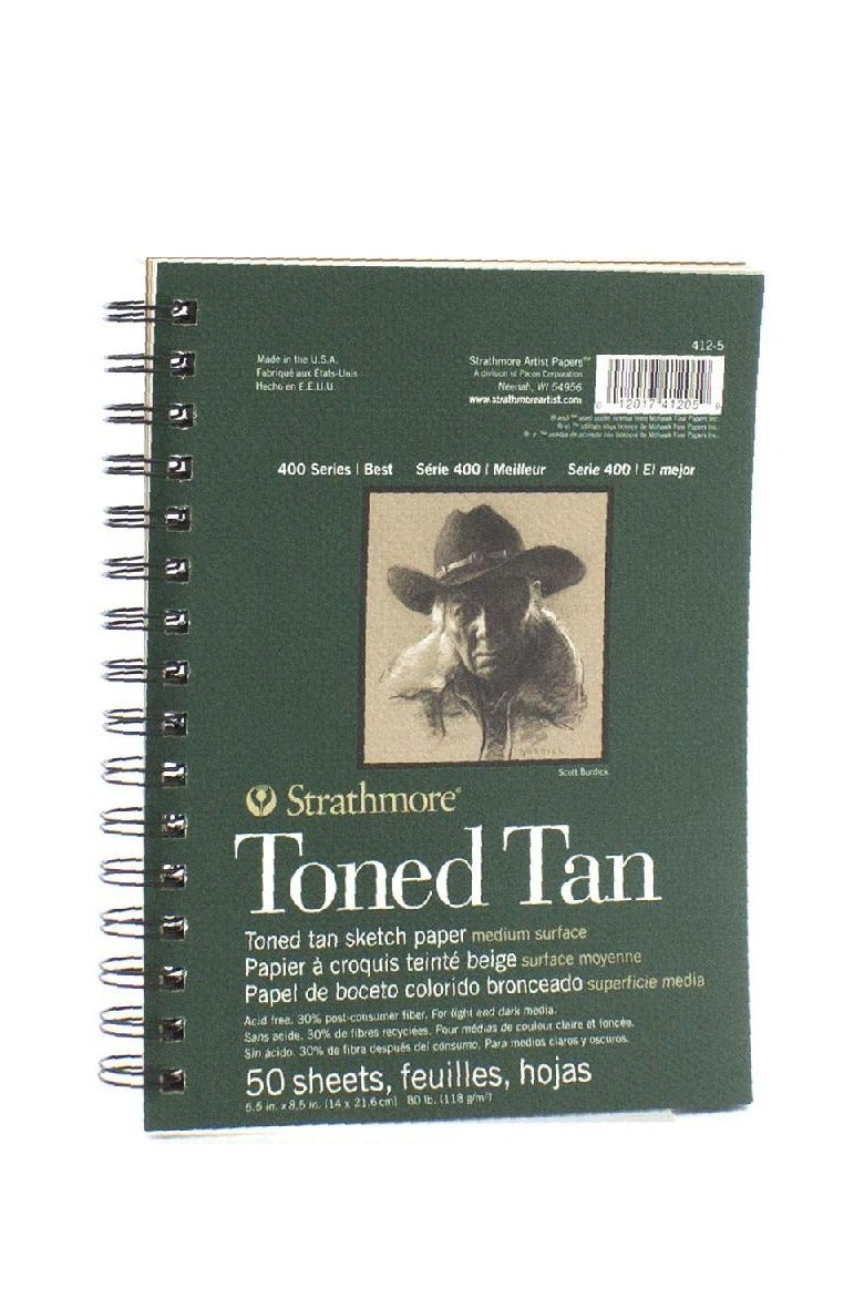 Strathmore Toned Tan Sketch Pad Perforated118 gsmTan5.5 X 8.5 in50 Sheets - Image 1