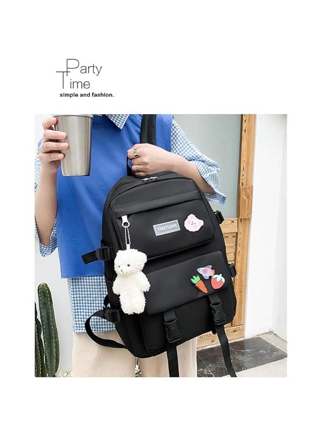 هوكور LukRosey Backpack Fashion Large Capacity 5-Piece Backpack Set with Small Cell Phone Purse,handbag,Receive Bag,Pencil Box - Image 5