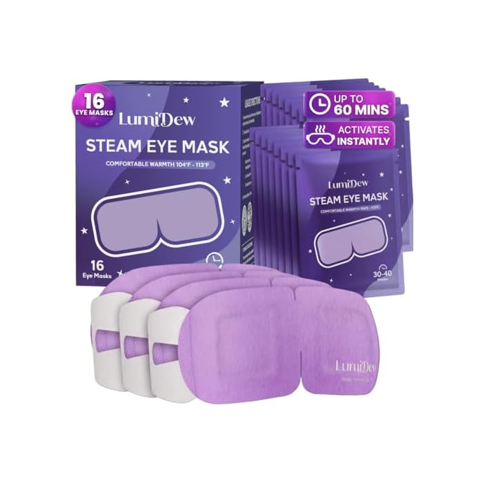 Steam Eye Mask, Self Heating Heated Eye Mask for Sleep, Warm Compress for Eyes, Moist Heat for Dry Eye Relief, Stye Eye Treatment, Spa, Travel Essentials, Unscented 16 Pack