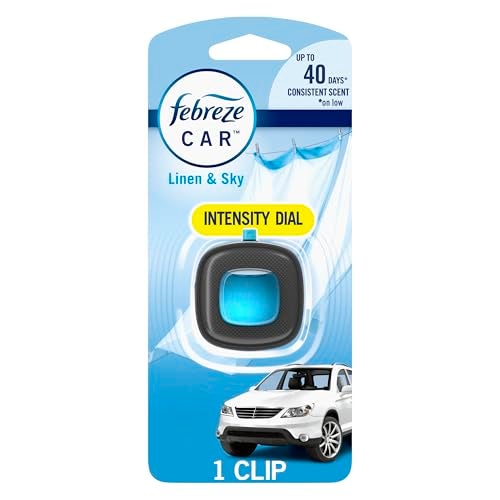 Febreze Car Air Freshener Vent Clip Linen Sky 1 Count - Image 1