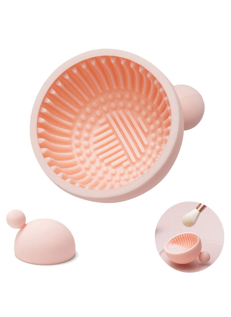 Generic Silicone Makeup Brush Cleaner Mat Portable Scrubber Tool for Easy Cleaning of Cosmetic Brushes Pink 1Pc  - Image 1