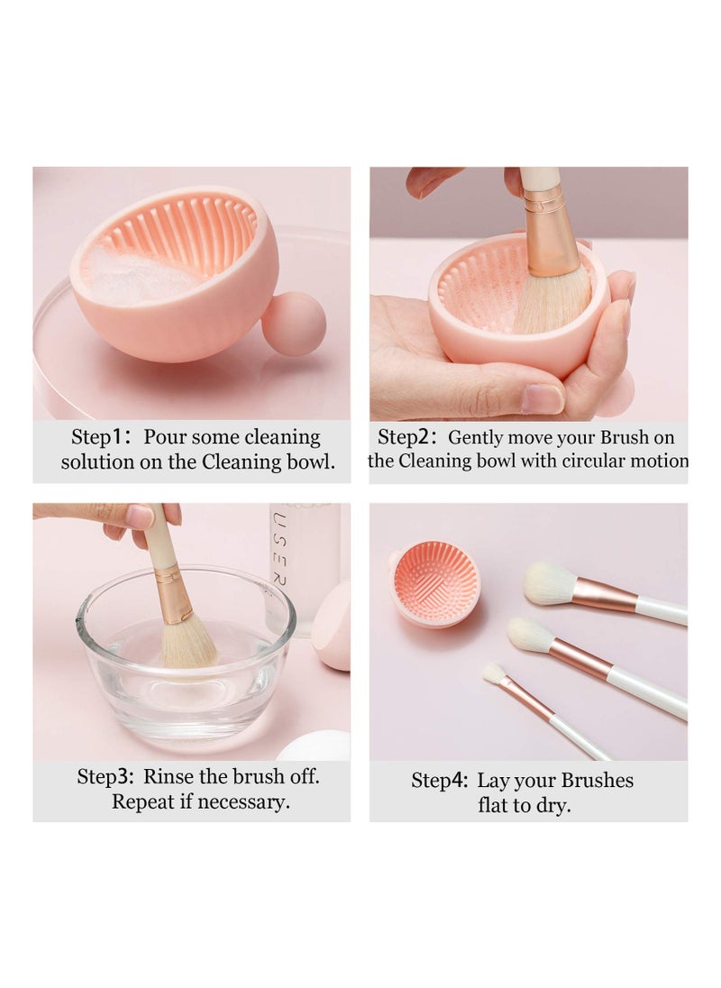 Generic Silicone Makeup Brush Cleaner Mat Portable Scrubber Tool for Easy Cleaning of Cosmetic Brushes Pink 1Pc  - Image 3