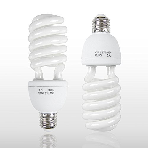 EMART EMART Emart Full Spectrum Light Bulb, 2 x 45W 5500K CFL Daylight for Photography Photo Video Studio Lighting  - Image 1