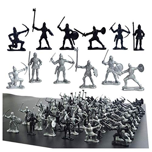 Lynkaye 60 pcs Medieval Soldiers Military Figures Model Ancient Roman Soldiers Figures Statues Middle Ages Army Infantry Archer Warriors Model - Image 1