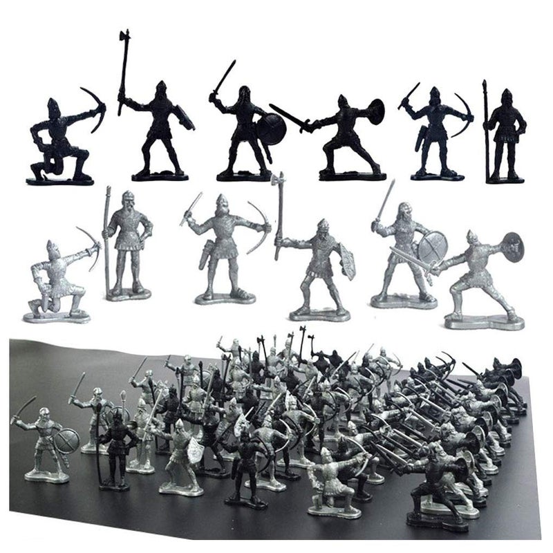 Lynkaye 60 pcs Medieval Soldiers Military Figures Model Ancient Roman Soldiers Figures Statues Middle Ages Army Infantry Archer Warriors Model - Image 2