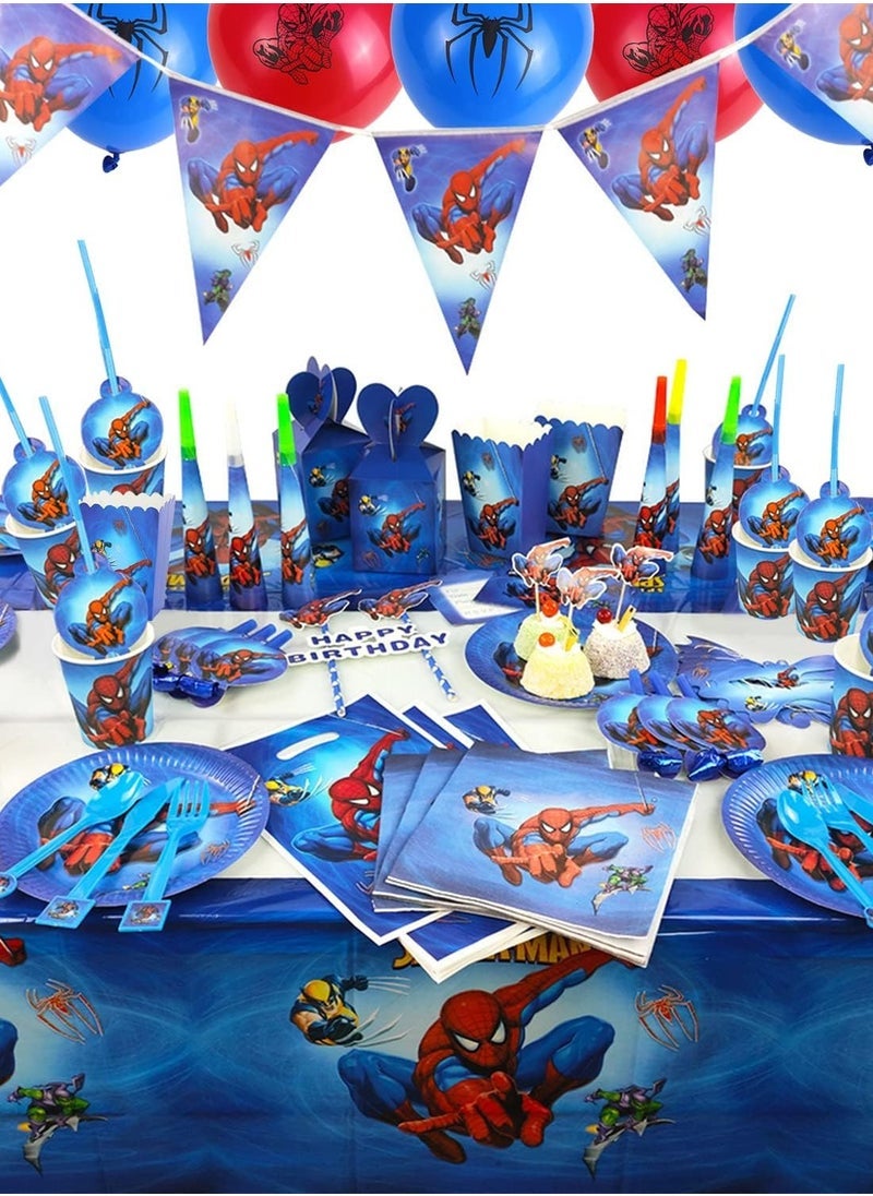 Go4Shop 151 Pcs Spiderman Birthday Decoration Party packs for 10 guests, Kids Boys party design - Image 1