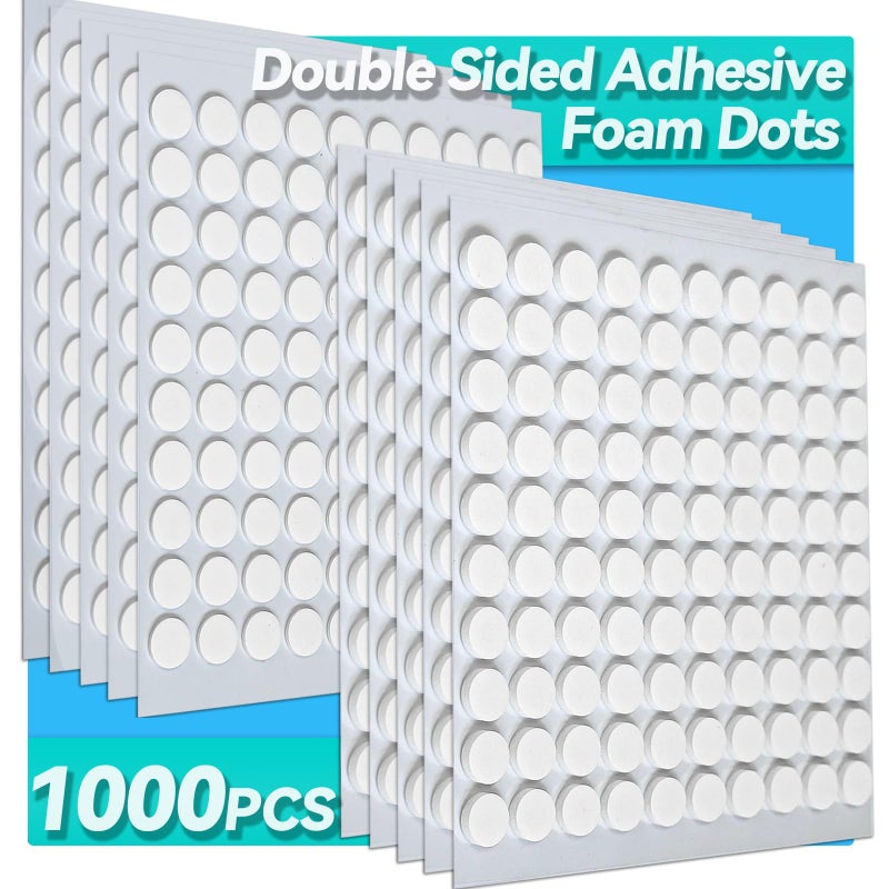 Tikfoam 1000Pcs Double Sided Adhesive Foam Dots, 2mm and 1mm Thick Tape for Craft, Card Making, Marked Candles, Scrapbook, Poster and DIY Projects - Image 1