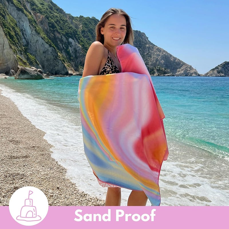 ECCOSOPHY Microfiber Beach Towel - Sand Free Towels are Quick Dry, Light Weight, Super Absorbent - Perfect Pool, Travel, Cruise, Camping Essentials - Oversized Extra Large for Adults 71x35 in - Image 5