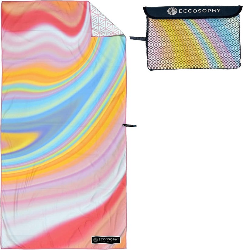 ECCOSOPHY Microfiber Beach Towel - Sand Free Towels are Quick Dry, Light Weight, Super Absorbent - Perfect Pool, Travel, Cruise, Camping Essentials - Oversized Extra Large for Adults 71x35 in - Image 1