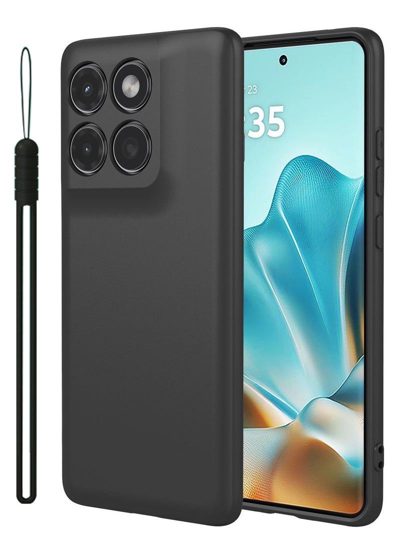 ICARLUS Phone Case for Motorola Edge 60 Fusion Case Silicone with Soft Microfiber Lining Slim Cover Black - Image 1