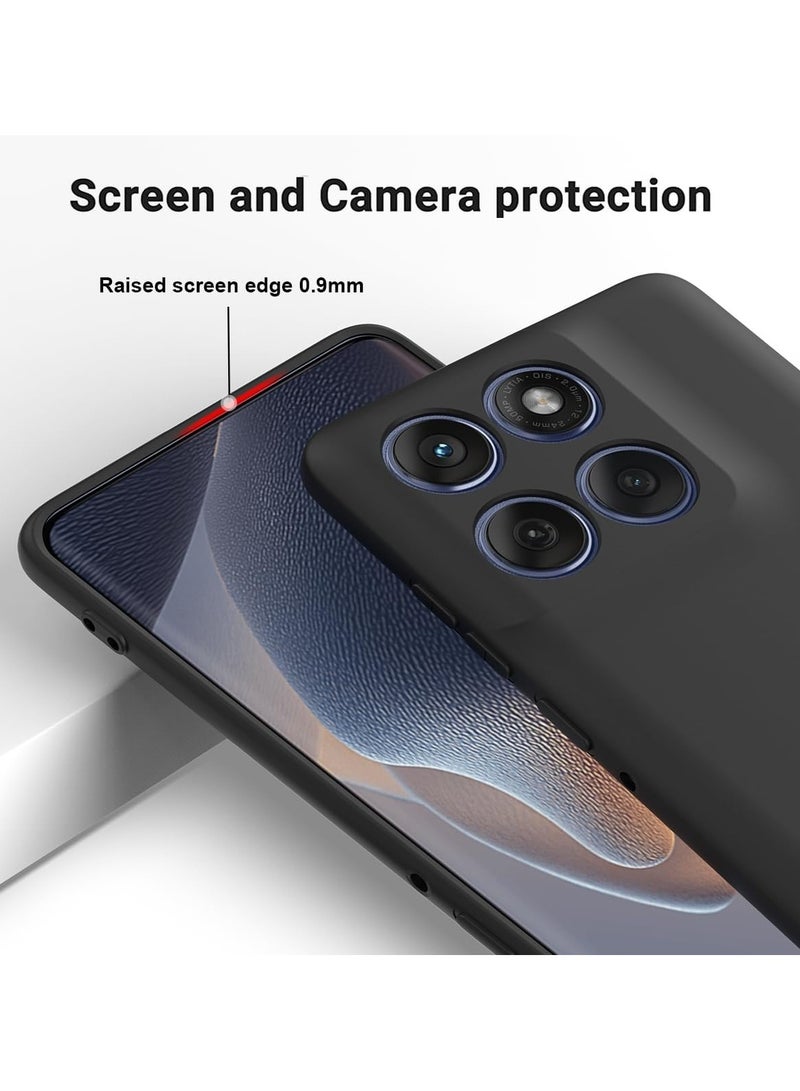 ICARLUS Phone Case for Motorola Edge 60 Fusion Case Silicone with Soft Microfiber Lining Slim Cover Black - Image 2