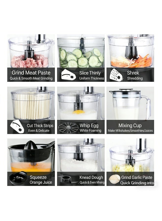  كاو مُعالج طعام Kawu 500 واط - جهاز مطبخ متعدد الوظائف 8 في 1 | 8 ملحقات مُتكاملة مفرمة لحم ومُعصّر عصائر وآلة عجن العجين | وعاء 1.2 لتر وخلاط 1.8 لتر | ضمان 2 سنوات | تصميم صغير الحجم أسود - Image 2