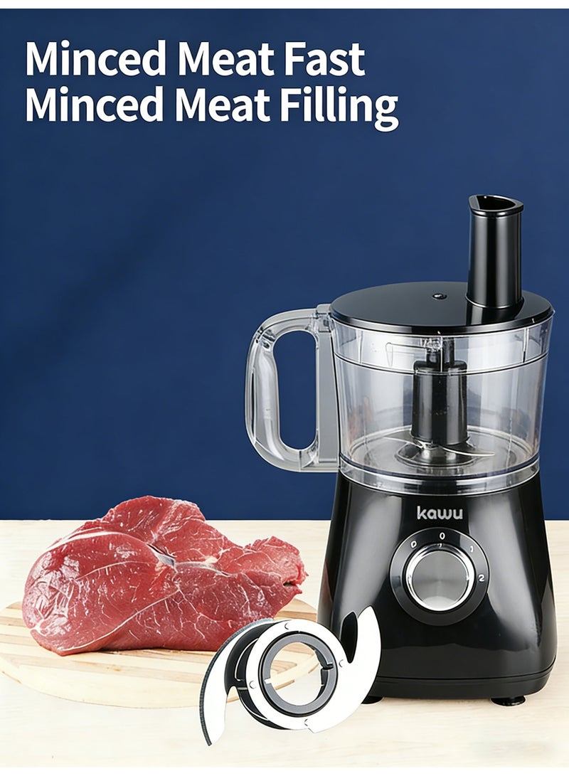  كاو مُعالج طعام Kawu 500 واط - جهاز مطبخ متعدد الوظائف 8 في 1 | 8 ملحقات مُتكاملة مفرمة لحم ومُعصّر عصائر وآلة عجن العجين | وعاء 1.2 لتر وخلاط 1.8 لتر | ضمان 2 سنوات | تصميم صغير الحجم أسود - Image 4
