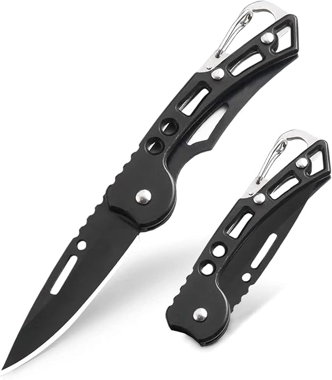 Voroly Foldable Knife (Manual) For Kitchen, Home, Travel and Office Tool Carbon Steel (BLACK - KEY CHIAN) - Image 1