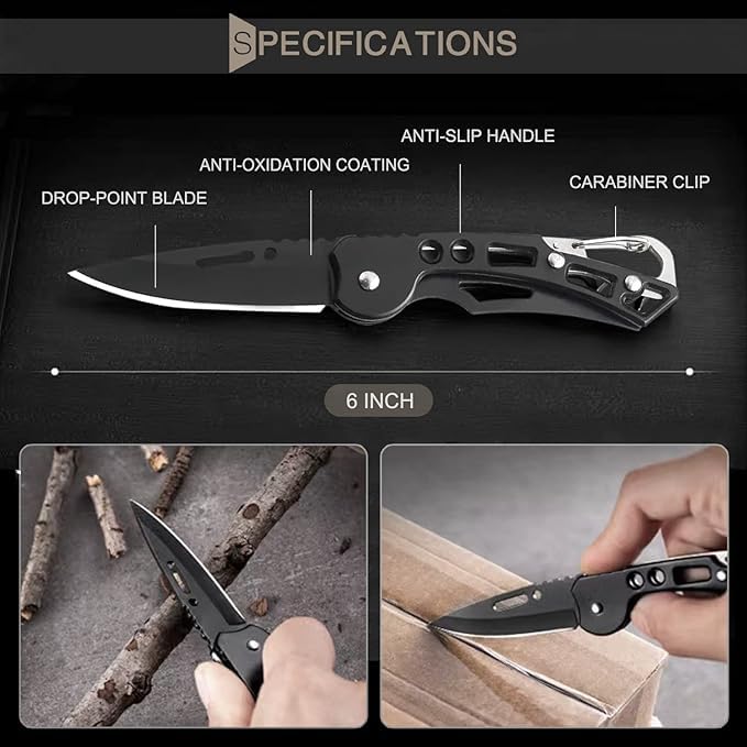 Voroly Foldable Knife (Manual) For Kitchen, Home, Travel and Office Tool Carbon Steel (BLACK - KEY CHIAN) - Image 4