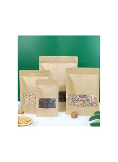 Y&D Kraft Paper Bag, Reusable Zip Lock Food Seal Bags with Matte Window Food Storage Packaging Bag for Tea Leaves Coffee Beans Snacks 16pcs 320g.12pcs 500g.10pcs 800g.8pcs 1000g  - Image 1