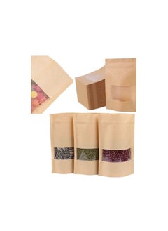 Y&D Kraft Paper Bag, Reusable Zip Lock Food Seal Bags with Matte Window Food Storage Packaging Bag for Tea Leaves Coffee Beans Snacks 16pcs 320g.12pcs 500g.10pcs 800g.8pcs 1000g  - Image 2