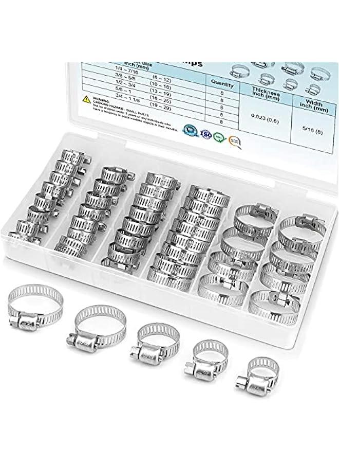 MOXO 40 Set of Stainless Steel Worm Gear Hose Clam for Pipes Intercoolers Plumbing Tubes and Fuel Lines 14''–118'' - Image 1