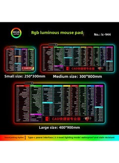 RGB Luminous Mouse Pad Computer Keyboard Hand-held Desktop Pad Oversized Game E-sports Pad Thickened Internet Cafe Table Pad-Color:300*700mm-Pattern:Upgraded Version Of Pickup Rhythm-lc944