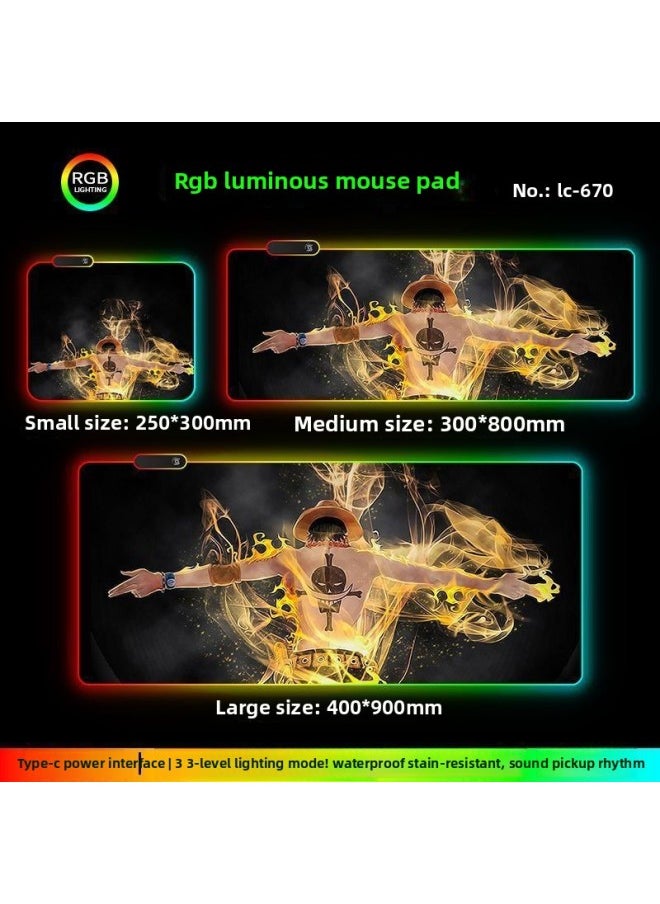 Generic - RGB Luminous Mouse Pad Computer Keyboard Hand-held Desktop Pad Oversized Game E-sports Pad Thickened Internet Cafe Table Pad-Color:300*700mm-Pattern:Upgraded Version Of Pickup Rhythm-lc944 - Image 1