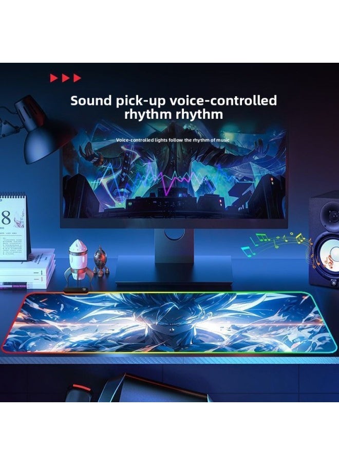 Generic - RGB Luminous Mouse Pad Computer Keyboard Hand-held Desktop Pad Oversized Game E-sports Pad Thickened Internet Cafe Table Pad-Color:300*700mm-Pattern:Upgraded Version Of Pickup Rhythm-lc944 - Image 1