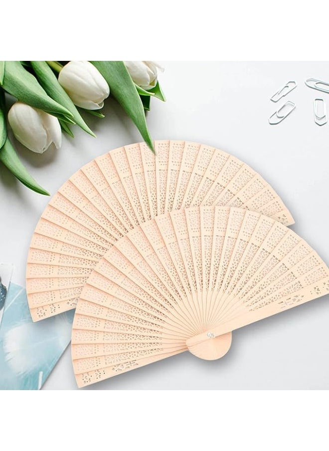 Generic - 2 Folding Fan, Handheld Fan with Wooden Frame for Weddings and Dancing - Image 1