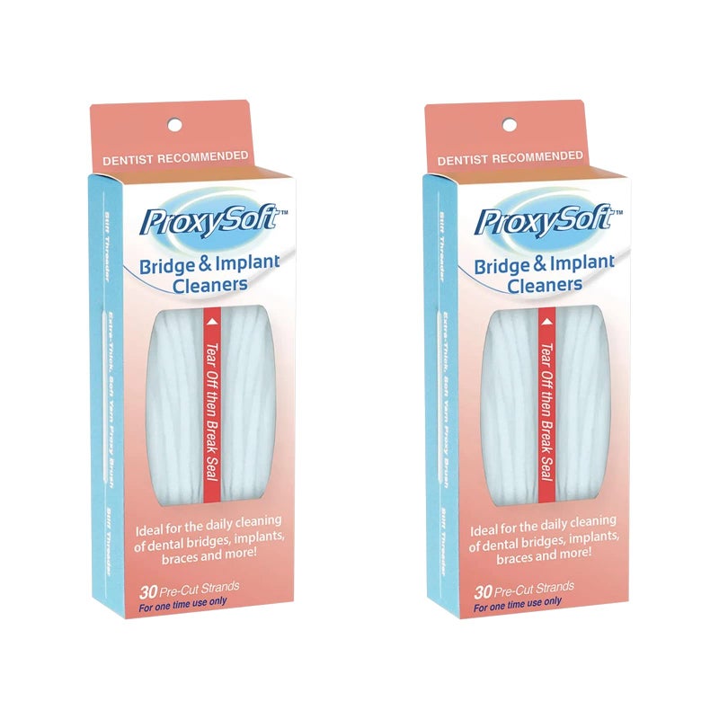 Proxysoft Dental Floss for Bridges and Implants 2 Packs - Floss Threaders for Bridges, Dental Implants, Braces with Extra-Thick Proxy Brush for Optimal Oral Hygiene -Teeth Bridge and Implant Cleaners - Image 1